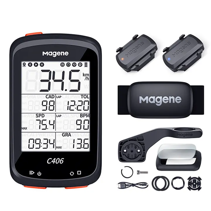 Magene C406 Bicicleta GPS Ordenador Inalámbrico Inteligente Impermeable Velocímetro Bicicleta Cuentakilómetros H64 S3 + Sensores