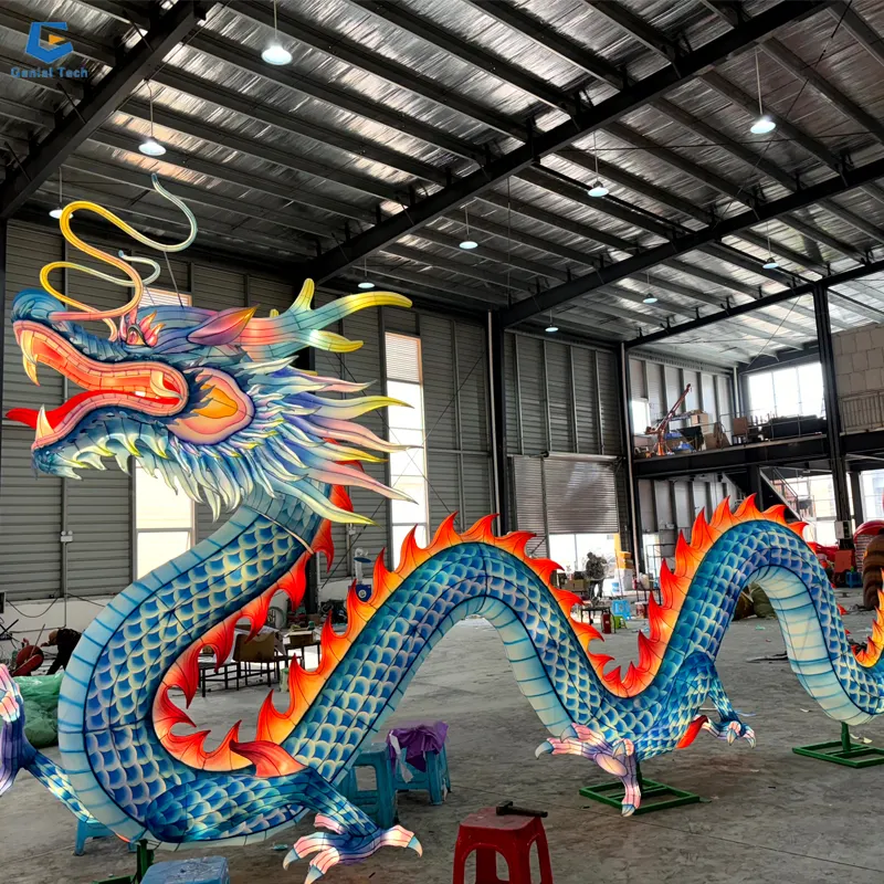 GTCC04 lentera Tahun Baru Cina, dekorasi buatan festival sutra naga lentera untuk dijual