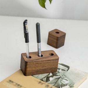 LSL Bàn Bằng Gỗ Đồ Trang Trí Retro Stylo Penholder Đồ Nội Thất Hiển Thị Bộ Sưu Tập Quà Tặng Brass Bút Đứng Beech Óc Chó Cube Bút Chủ - Product Image 2
