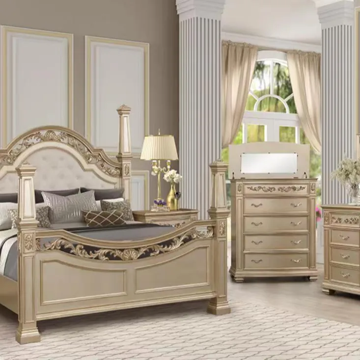 Goodwin Luxury wooden carved bedroom Furniture sets Classic design royal Furniture bedroom sets GMY01