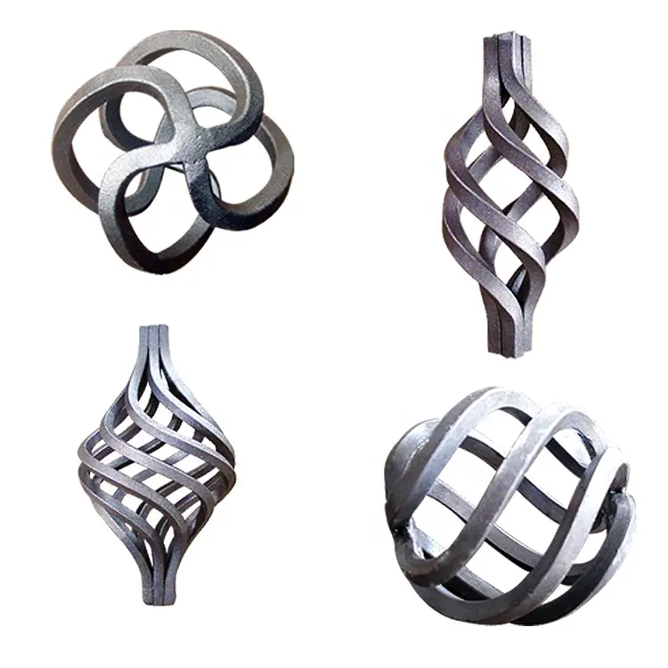 Elemento de acero, decoraciones de metal, accesorios de valla de hierro forjado, cesta giratoria de manos de hierro