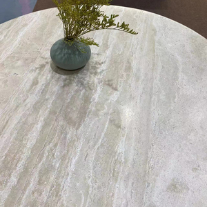 圆形石灰华奶油大理石圆形茶几独特茶几腿客厅现代大理石咖啡边桌 - Product Image 6