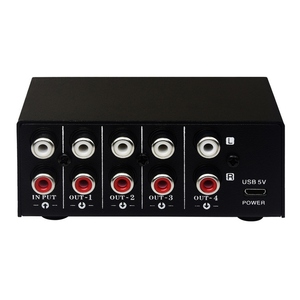 LYNEPAUAIO B063 <strong>1</strong> in <strong>4</strong> Out Audio Signal <strong>Distributor</strong> Stereo Signal Source Audio Splitter Signal <strong>Distributor</strong> - Product Image 2