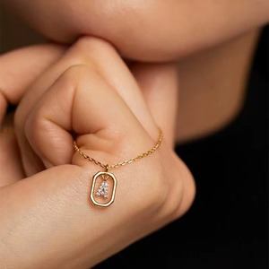 ファッションジュエリー925スターリングシルバー18K金メッキシンプルネックレスダイヤモンド埋め込み26文字英語アルファベットペンダントネックレス