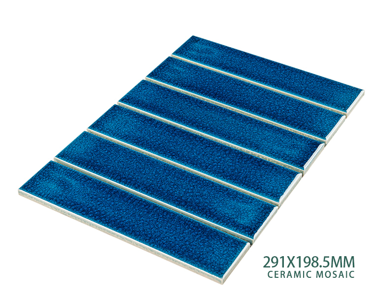 blue ceramic strip shape mosaic tiles 291*198.5 mm room wall panel decorate mosaic