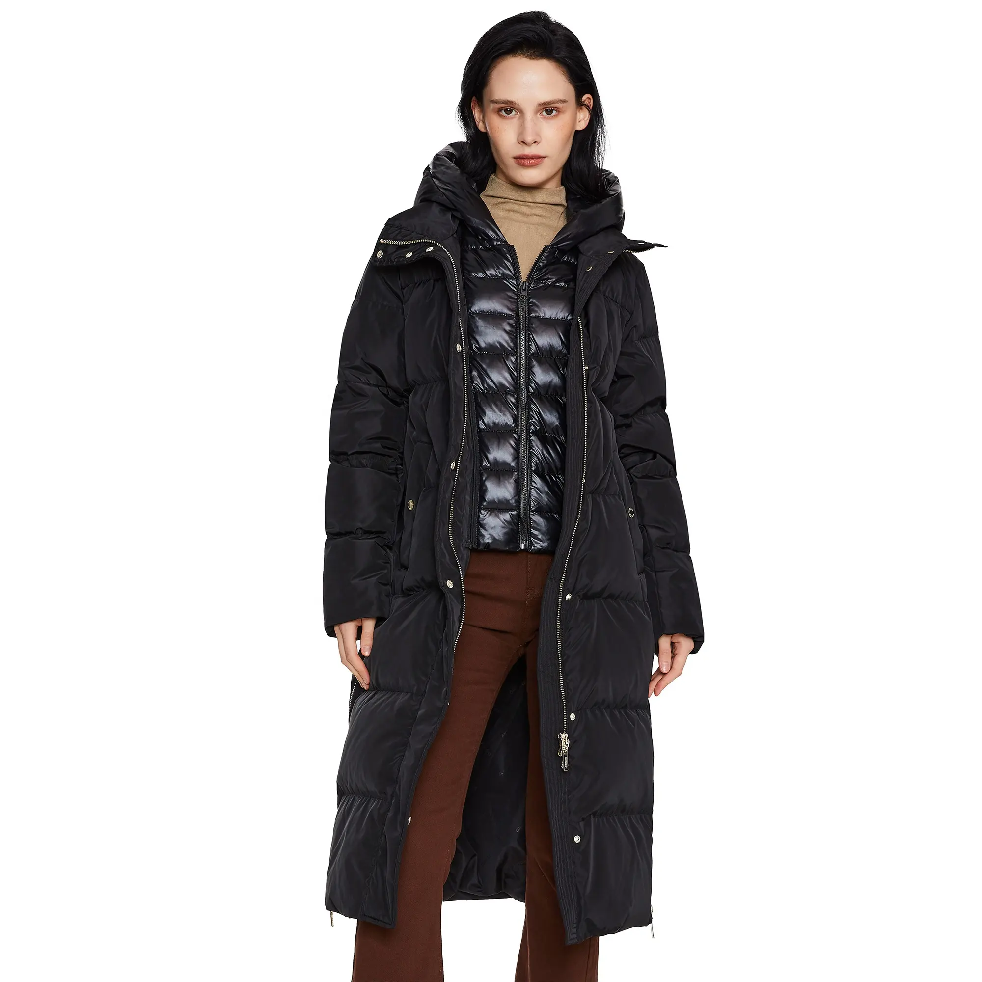 2023 Herbst Winter Neuheit Stoff Puffer Daunenjacke Damen wasserdichte lange Mäntel für Damen