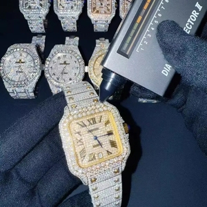 Orologio Super Clone VVS Moissanite da donna ghiacciato guardare per gli uomini Hip Hop di lusso automatico con passaggio meccanico test orologio diamantato