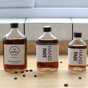 Bán Buôn Rỗng Rõ Ràng Vuông Phẳng Chai Thủy Tinh 100Ml 200Ml 350Ml 500Ml Với Nhôm Cap Cho Lạnh <span class=keywords><strong>Brew</strong></span> Cà Phê Rượu Vang Nước Trái Cây - Product Image 2