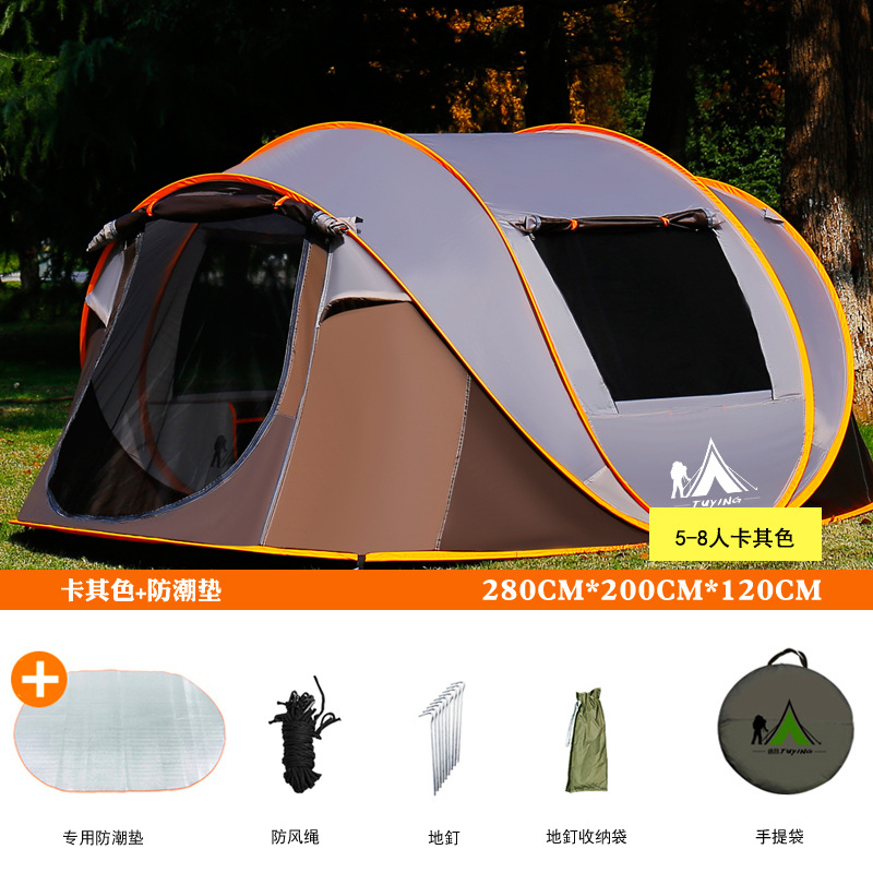 Tienda de campaña caqui para 5-8 personas + esterilla impermeable.