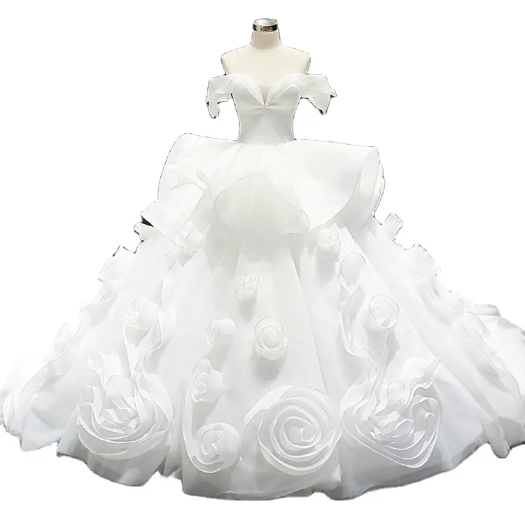 3d flor off-ombro querida rosa branco vestido de baile mulheres grávidas weddingdress