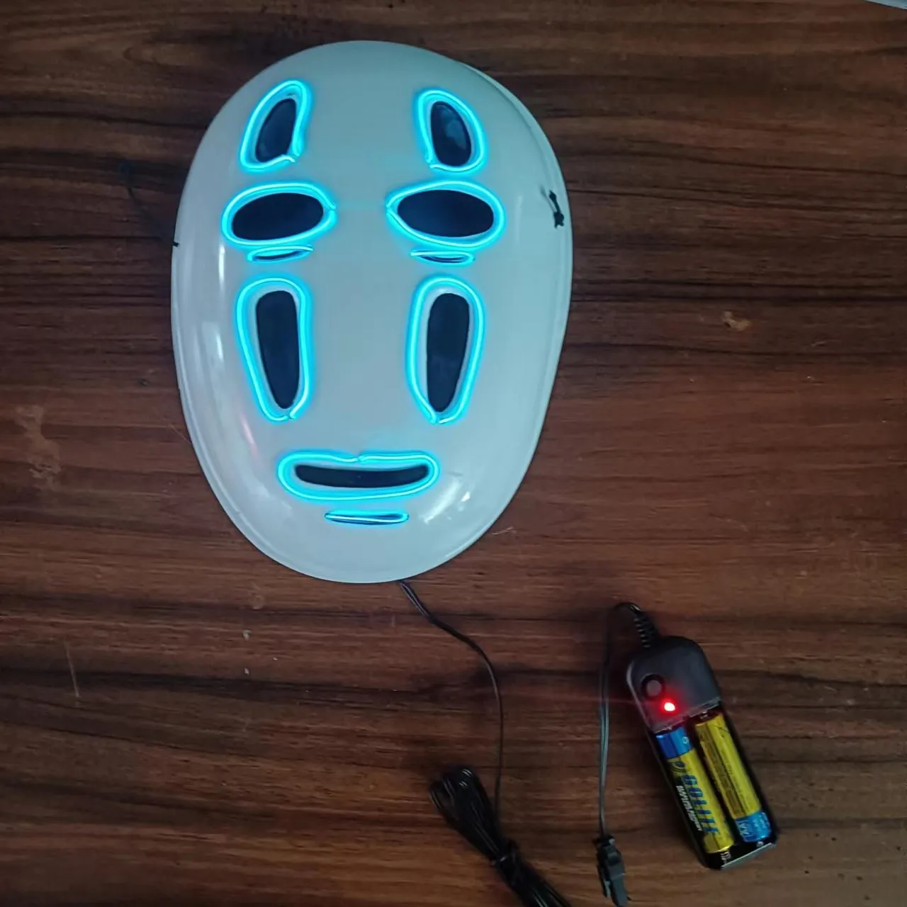 Personalizado design led luz espiritada fora japonês cosplay kaonashi no rosto máscara do homem festa