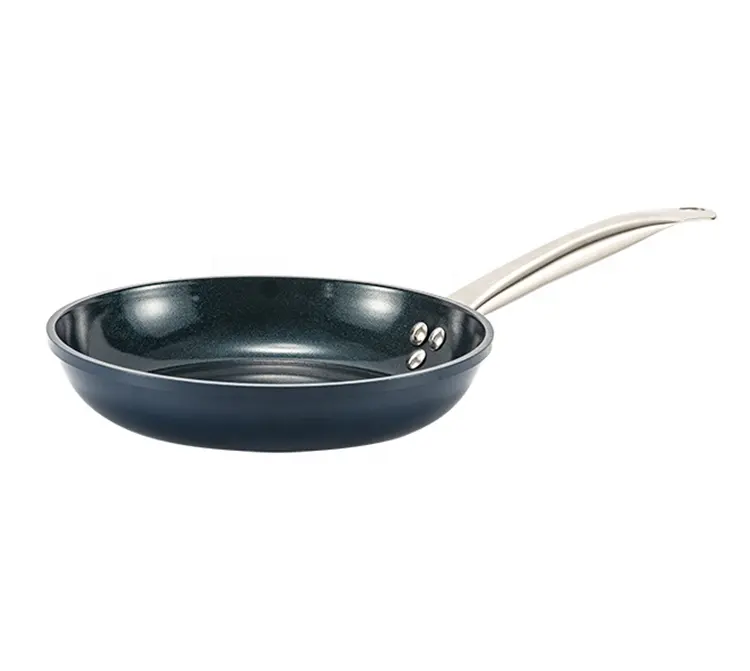 Popolare Non-stick padella con il Blu Del Diamante di Ceramica di rivestimento padella di spessore bordo maniglia in acciaio inox