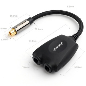 Divisor de Audio de fibra óptica Digital Toslink 1x2, conectores chapados en oro de 24K, entrada de altavoz de cine en casa y 2 salidas hembra - Product Image 1
