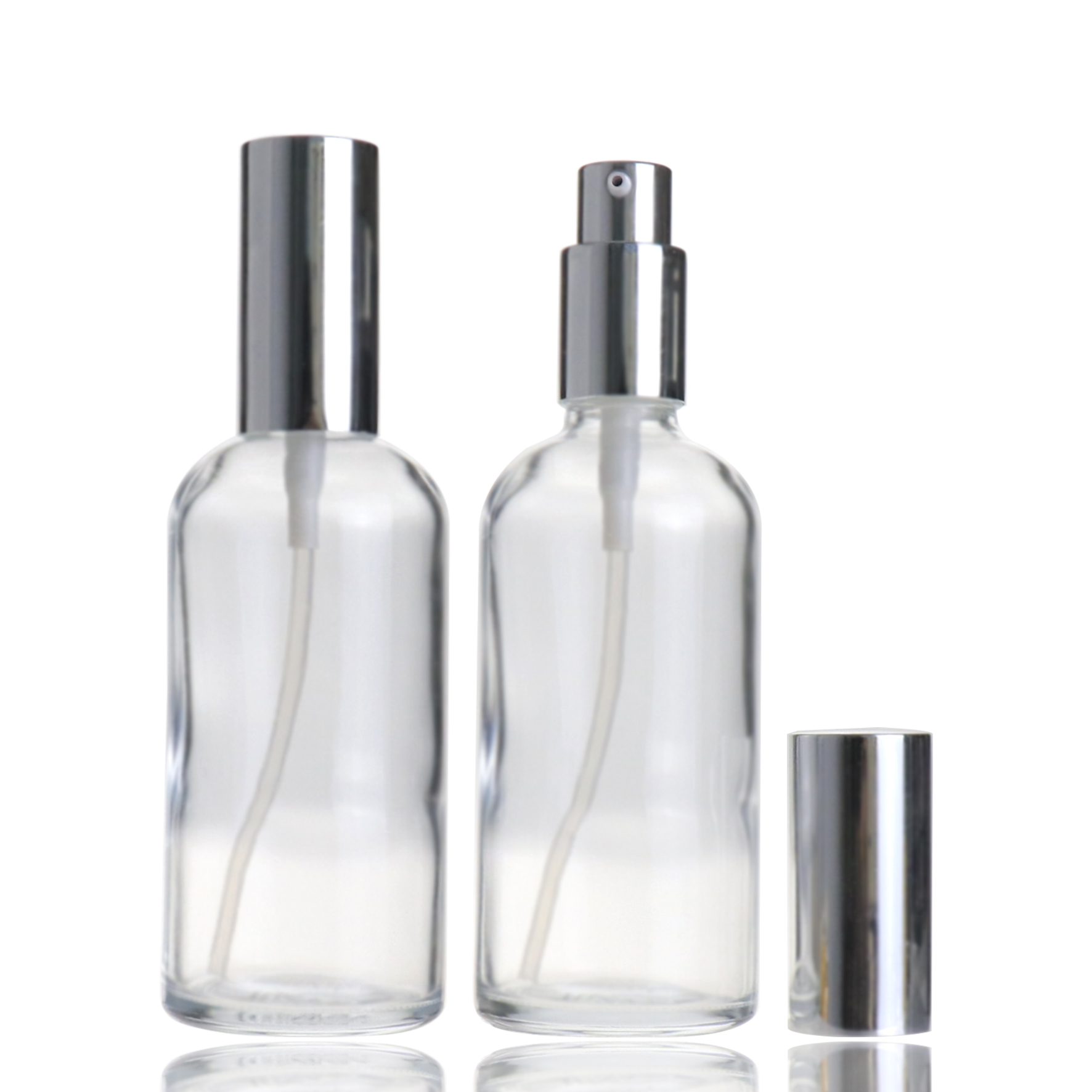 glass bottle + silver spray