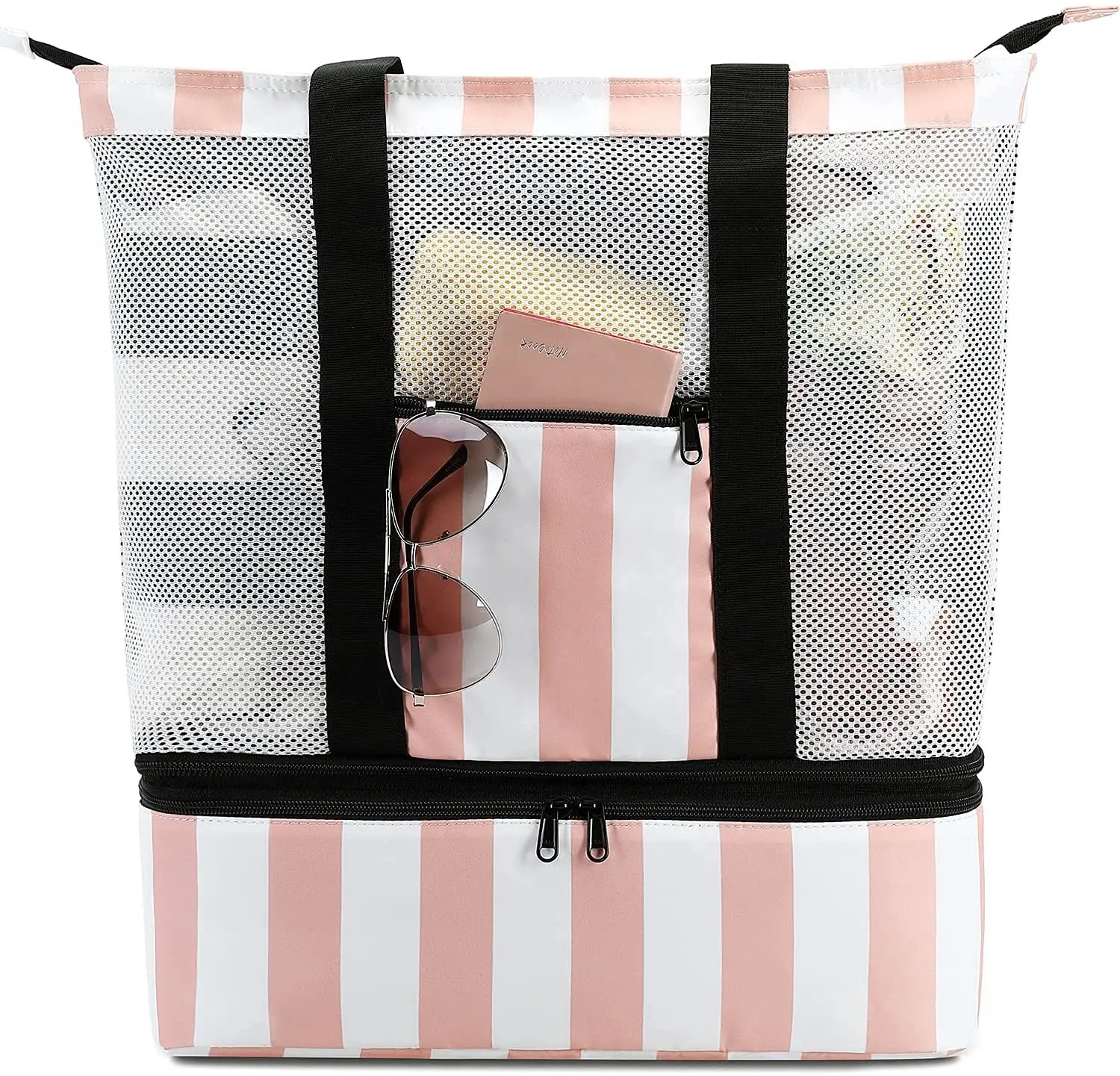 Bolsa de playa de malla con secciones más frescas, bolsa de piscina para mujer, bolsa de Picnic con aislamiento desmontable