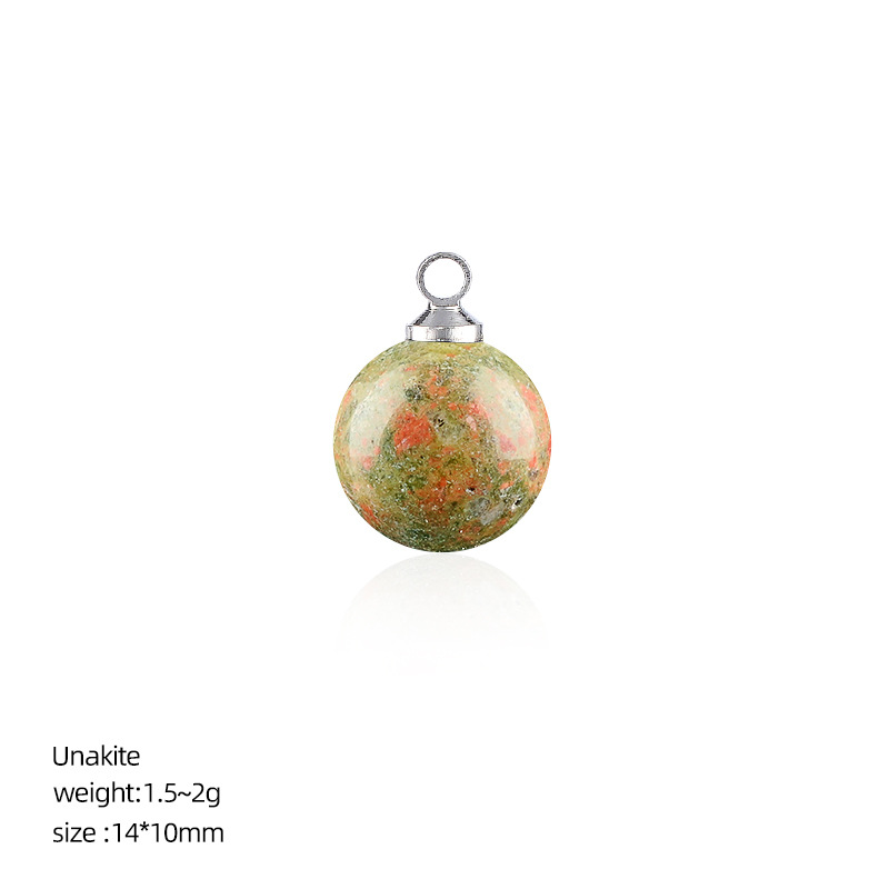 Pendentif rond 10mm pierre verte fleurie