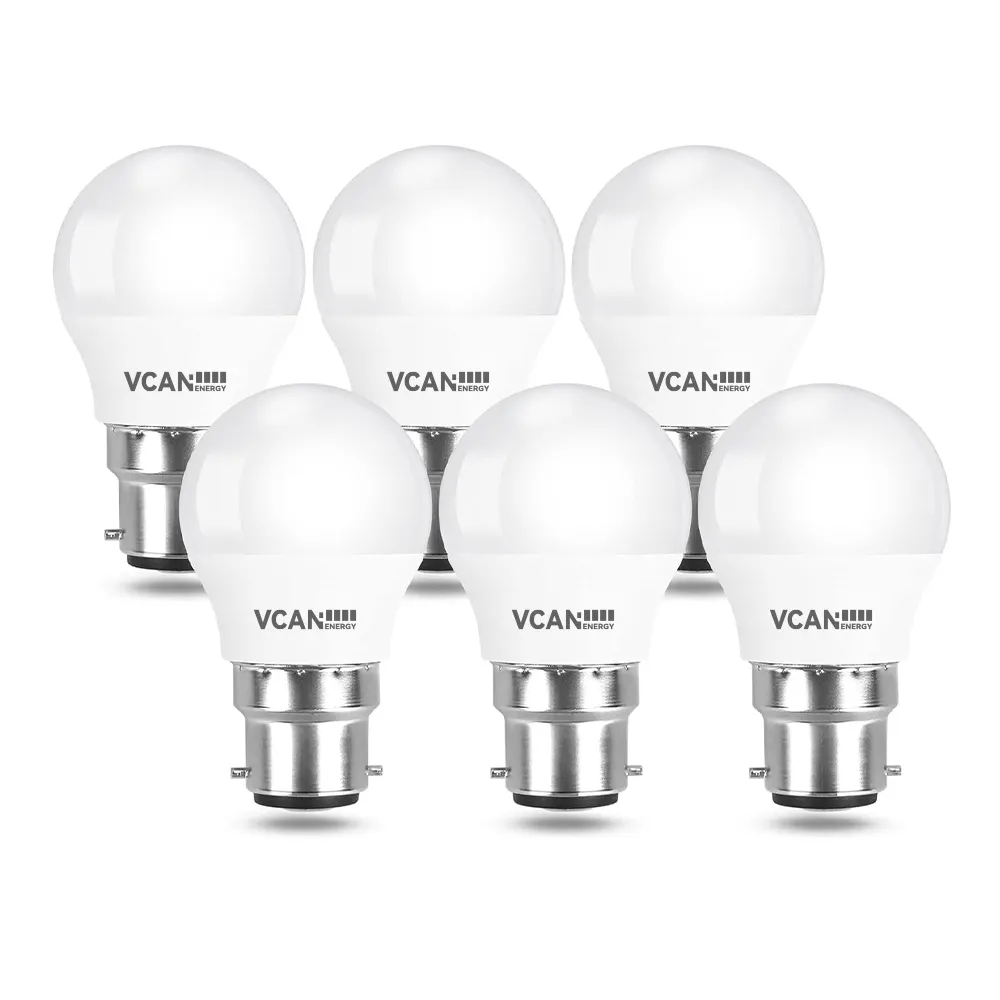 Лампочки VCAN B22, 40 Вт, эквивалентные, теплый белый, 2700 К, 4,9 Вт, 470 лм, G45, энергосберегающие лампы для гольфа, светодиодные лампы без яркости, B22