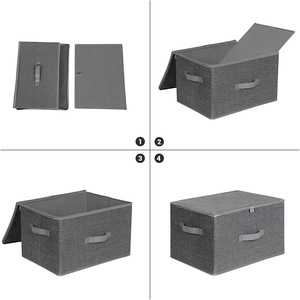 可折叠牛津织物储物盒，带盖可折叠储物箱，高效组织 - Product Image 3