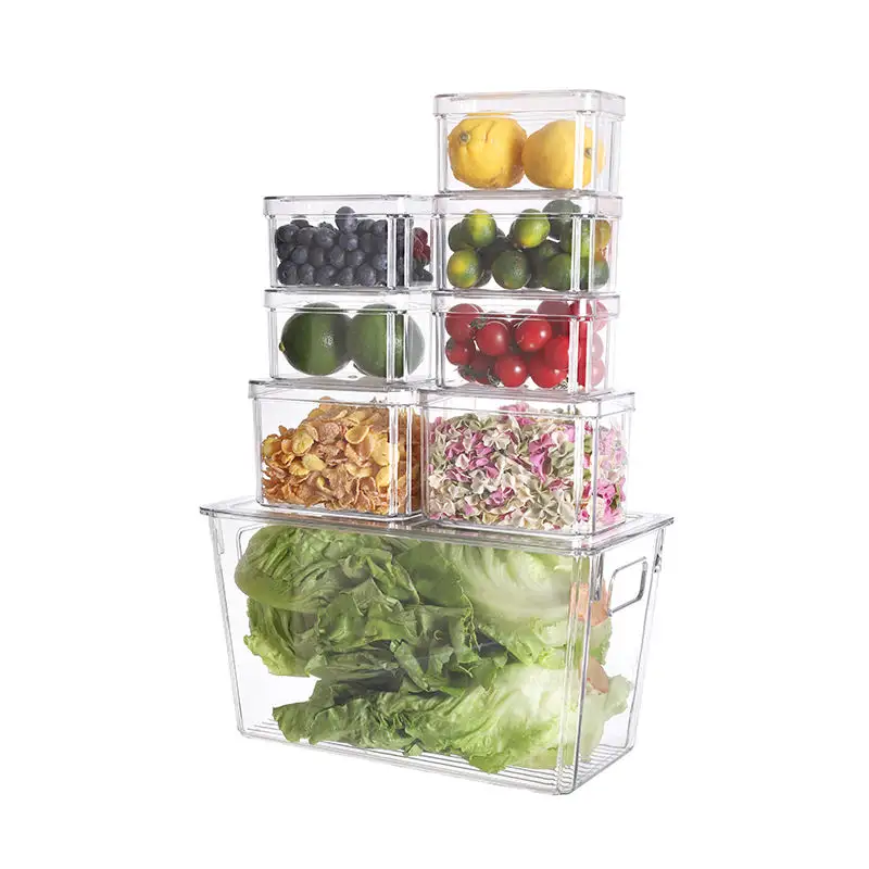 Jilen-venta al por mayor Caja de almacenamiento transparente para mascotas Caja de almacenamiento de alimentos Contenedores de refrigerador