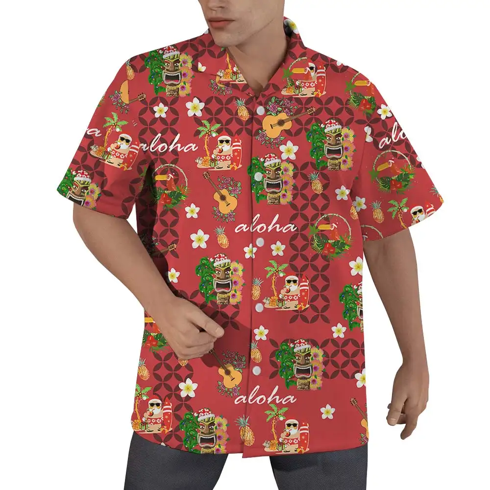 Camisa de hombre de ropa de playa lisa de algodón hawaiano nuevo personalizado de alta calidad con su propio logotipo