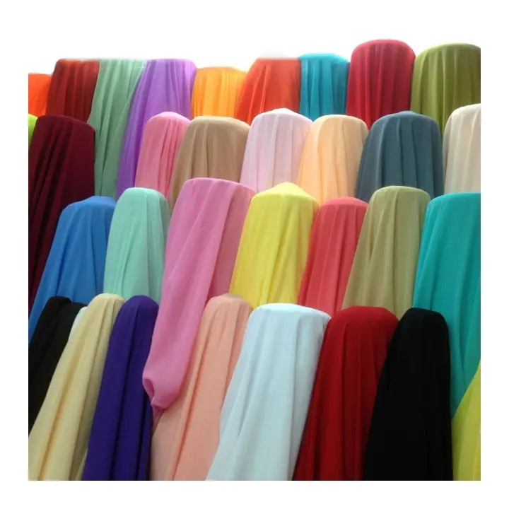 8002 grosir putih murni sutra polos sifon poliester tekstil kain tirai sifon untuk pakaian kain sifon