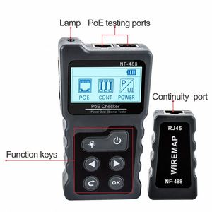 NF488 LCD Network PoE Checker RJ45 Digital Ethernet CAT5 CAT6 <strong>Lan</strong> Tester Detector Cable PoE Switch Tester Network Tools