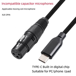 Adaptador de cable de micrófono 3 pines XLR hembra a TIPO C Cable de datos de audio macho Micrófono Grabación de computadora Cable de conexión de voz - Product Image 4