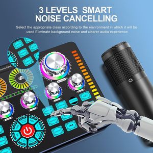 Nueva actualización, equipo de estudio de grabación, tarjeta de sonido y juego de mezclador, micrófono de condensador XLR, interfaz de Audio de transmisión en vivo, tarjetas de sonido - Product Image 4