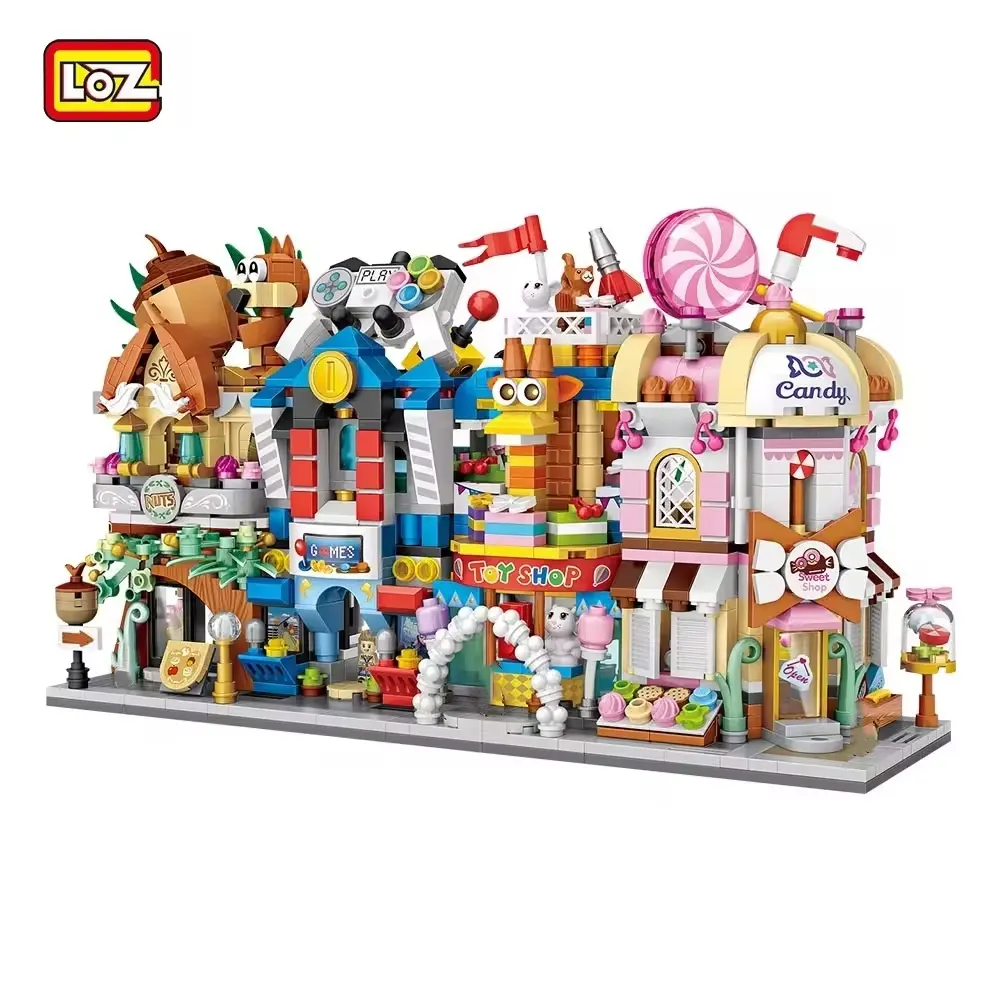 LOZ City Series Children DIY Street View Construction Blocks Set Street Store Mini city Mini Block modern Model House Toys