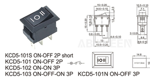 工場製NO4pオンオフ2/3ポジション10*15 ABILKEEN11 2ポジションロッカースイッチKCD5ロッカースイッチ - Product Image 2