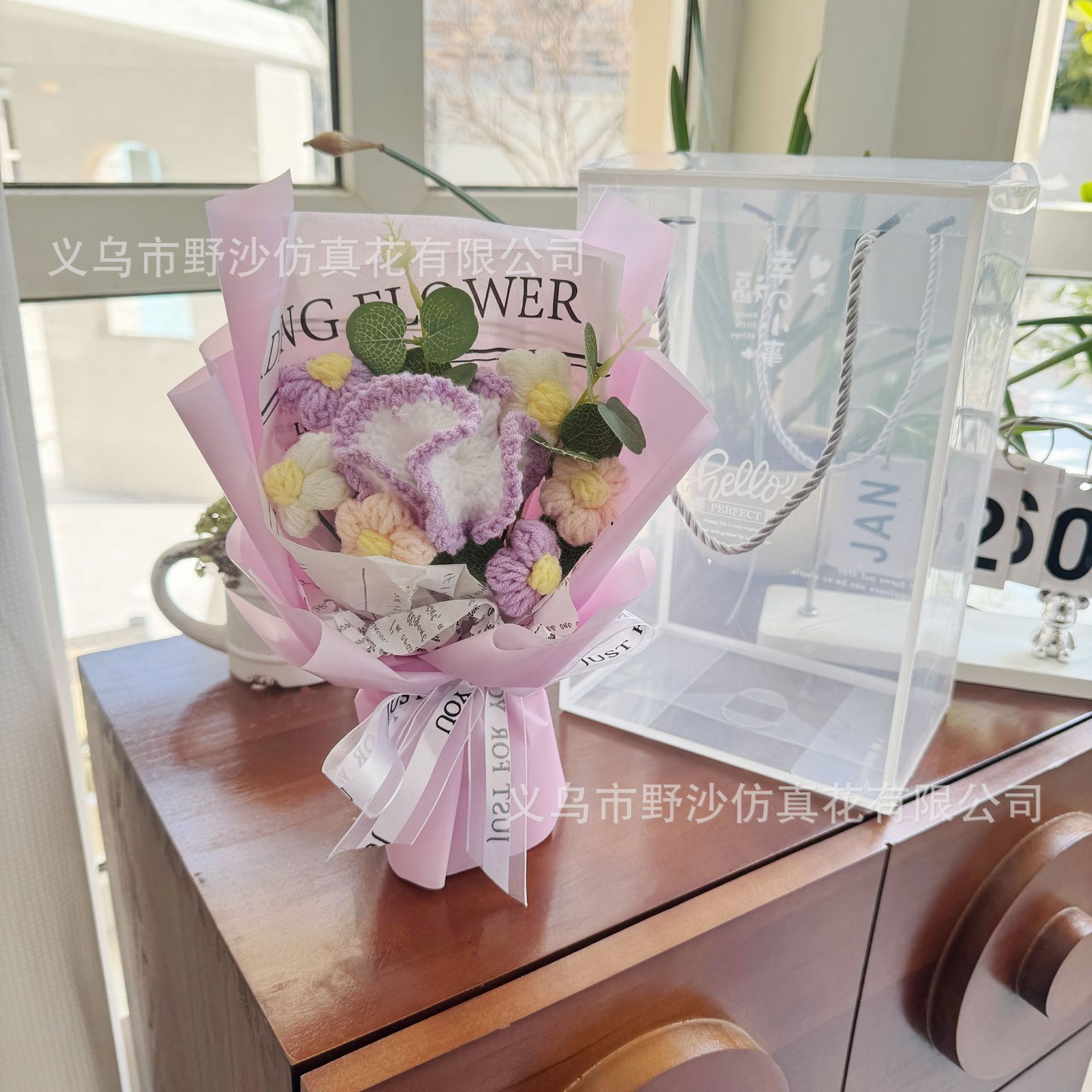 Mxh029-bouquet de fil d'oeillet violet-carte de voeux de vacances-