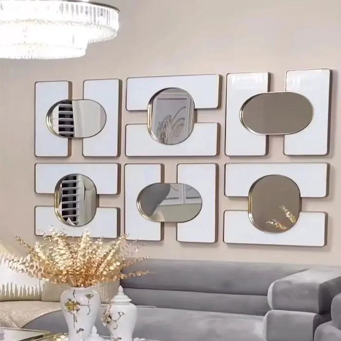 61CM 새로운 북유럽 현대 간단한 철 예술 벽걸이 조명 럭셔리 3 차원 창조적 인 장식 거울 홈