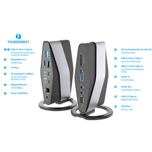 Thunderbolt 3 Dock Oric Station I.mac Type C 8In1 Usb 30 3328 Hdd Displaylink 4K60Hzユニバーサルデュアルマルチモニターサーダーボールド - Product Image 3