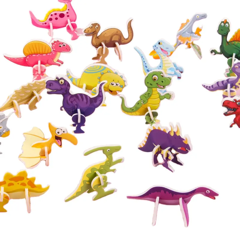 Cartone animato dinosauro Mini carta puzzle 3D puzzle Montessori educazione precoce dei bambini giocattoli di apprendimento giochi regalo per bambini ragazzi ragazze