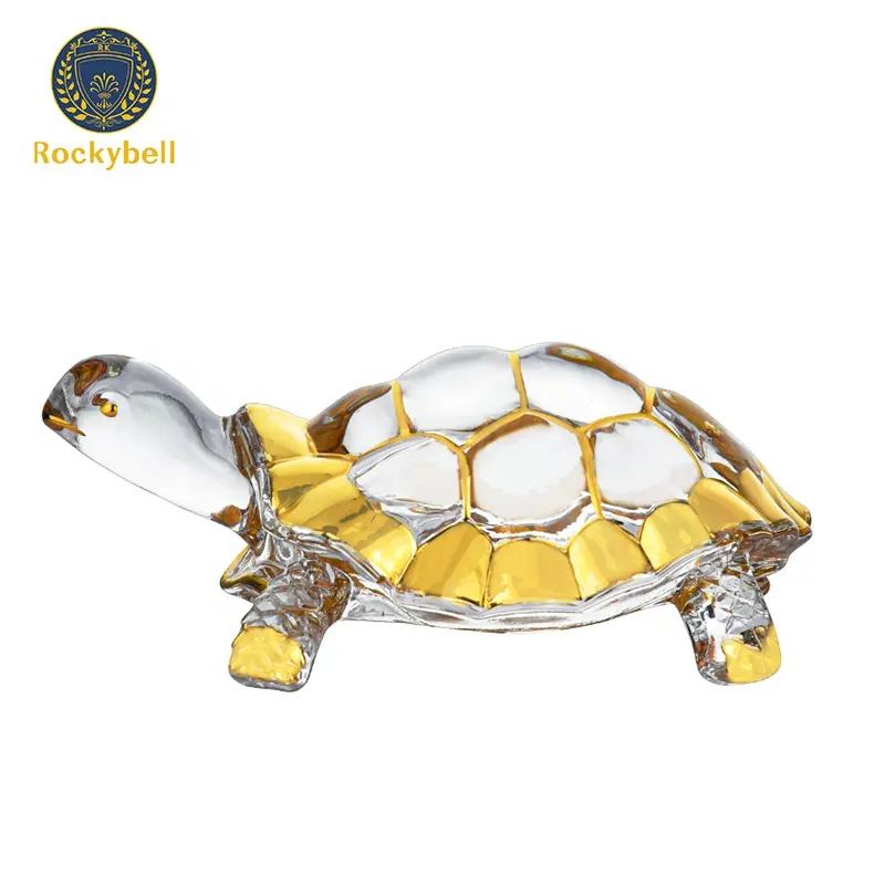 High Quality Glass Turtle Tortoise Real Gold Painting Crystal glass Turtle Tortoise crafts for Home Table Decoration