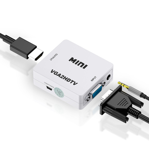 Mini convertidor profesional de audio y vídeo VGA a HDTV OEM, caja pequeña con color negro/blanco para sistemas de cine en casa - Product Image 1
