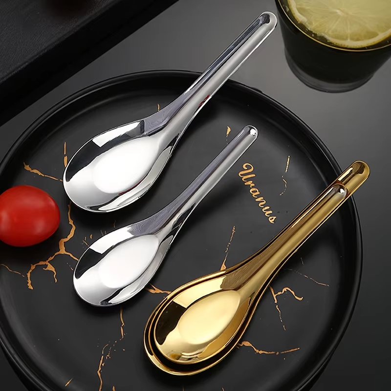 304 stand-up flat spoon (Silver/small)