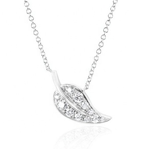 אבני חן 925 כסף סטרלינג כסף זהב 14 קראט זירקון עלה שרשרת תליון לנשים - Product Image 4