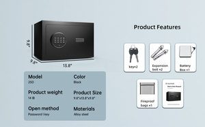 ตู้เซฟระบบลายนิ้วมืออิเล็กทรอนิกส์อัจฉริยะกันไฟขนาดพกพาขนาดเล็ก - Product Image 6