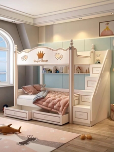 เตียงสองชั้นอเนกประสงค์ทันสมัยพร้อมสไลเดอร์หมุนสำหรับห้องนอนเด็ก - Product Image 6