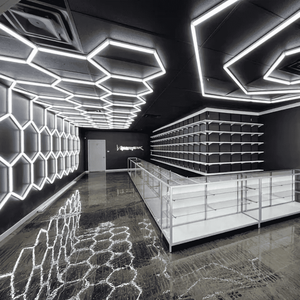 Hexagrid Lighting Garage Autowerk statt Anpassung Honeycomb <span class=keywords><strong>Led</strong></span> Car Work Licht leiste für Garage Werkstatt beleuchtung Sechseckig