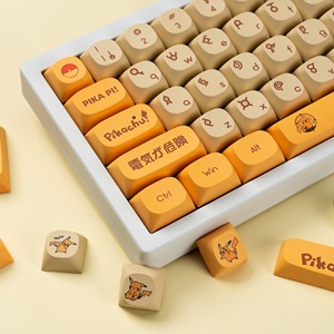 129 tuşları Pikachu Keycaps Kawaii karikatür Pbt anahtar kapaklar için süblimasyon gölgeleme MA profil Keycaps DIY MX mekanik klavye - Product Image 3