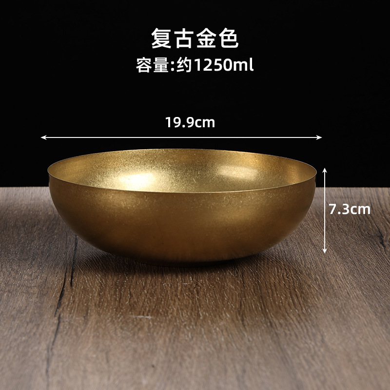 20cm round single-layer cold noodle bowl (vintage gold)