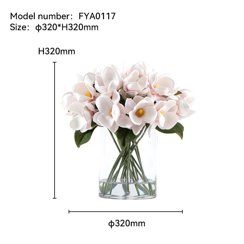Magnolia Artificial con Jarrón de Cristal - FYA0117