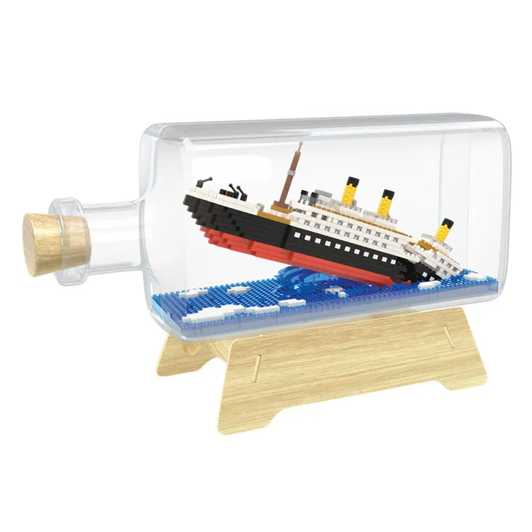 Nave titanica in bottiglia da Drift che va allegra nave pirata Micro Mini blocchi di costruzione Set 3D titanico modello di costruzione Set Legoing