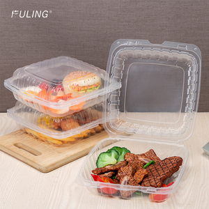 FULING 8x8 9x9 6x6 9x6 Inch clear Hinged Plastic pp Food Container Disposable Clamshell Take Out Container for Salad - Product Image 5