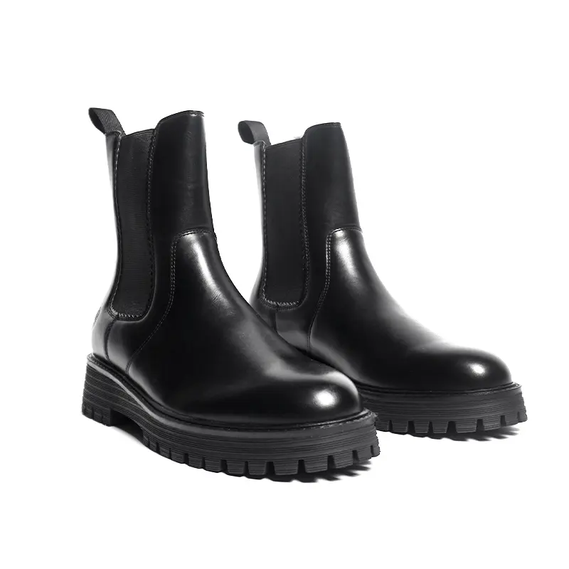 Venta al por mayor de cuero PU Popular invierno térmico Casual tobillo Martin botas para las mujeres