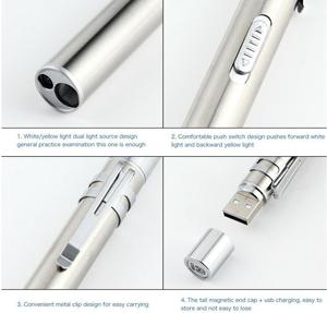 RTS 2 in1多機能LEDペンライトナースドクター用白と黄色のペンライトUSB充電式ポケットペンライトトーチ - Product Image 2