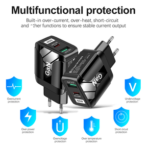 充電アダプターEUから米国プラグ2 in 1ウォール電気マルチソケットアダプターUSB A + タイプCポート米国カナダドイツプラグ - Product Image 6