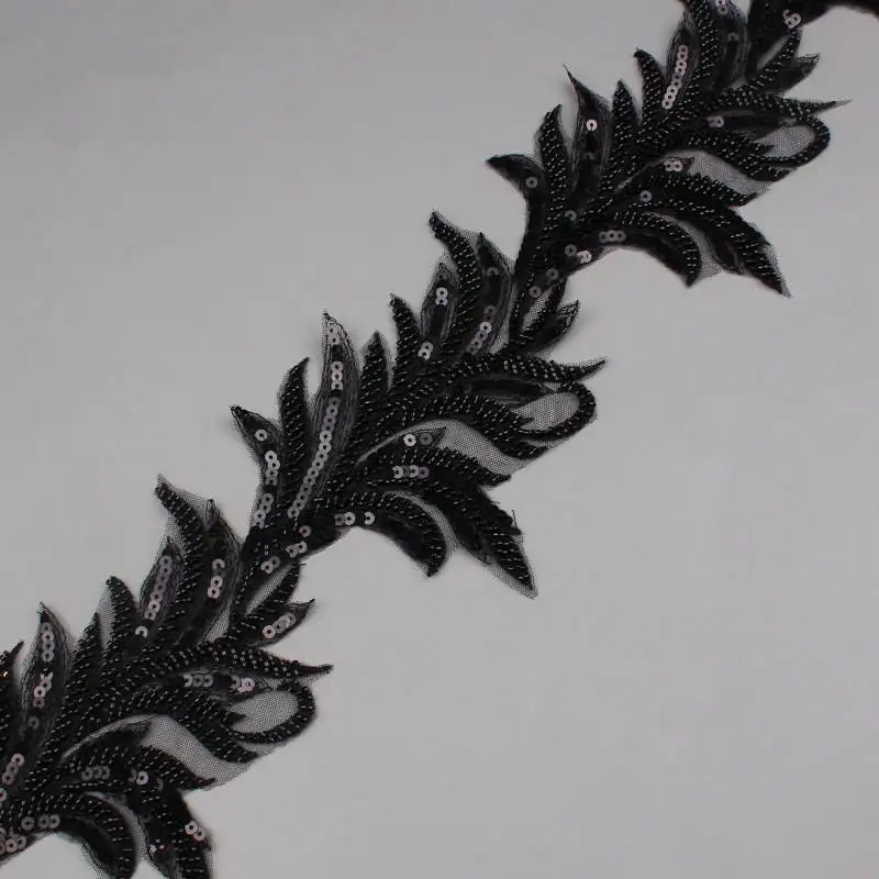 New 2024 3D embroidery beaded edges, leaf beaded decal edges